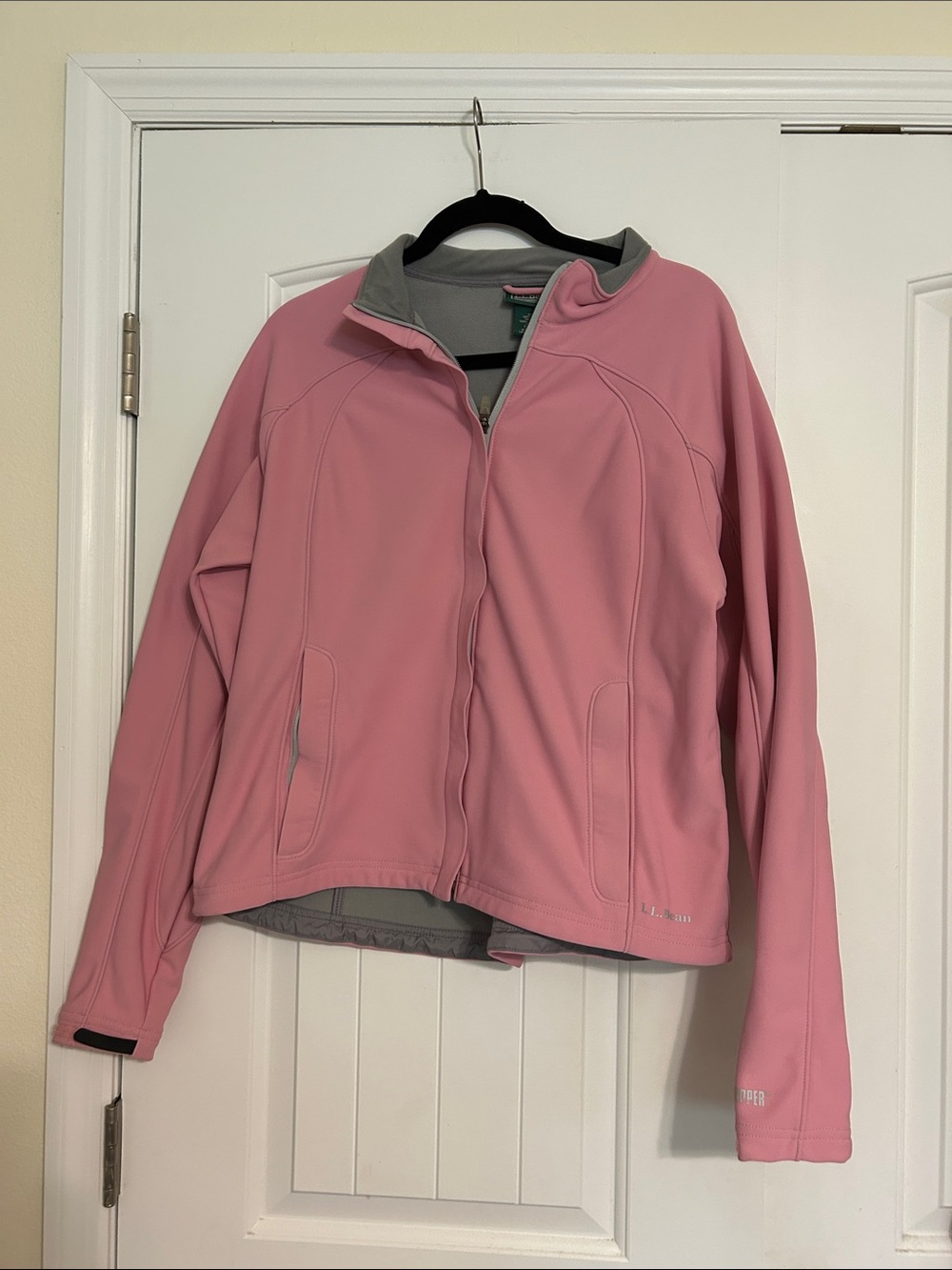 L.L. Bean Pink Softshell Utility Jacket with Gray Accents